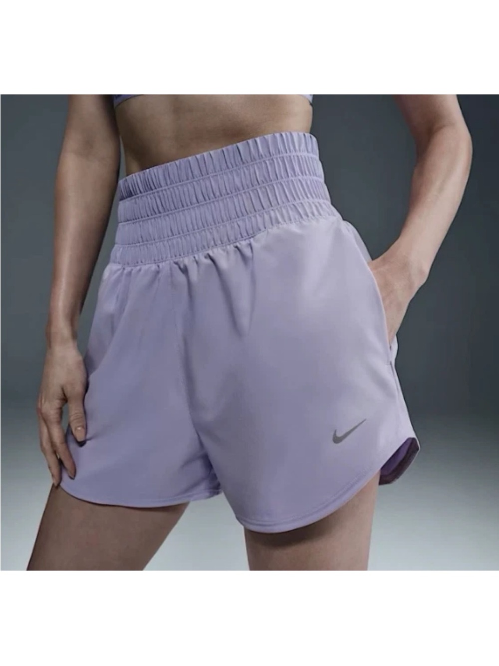 Nike Women’s Dri-FIT training shorts. High waisted Lavender Colorway Size XS.